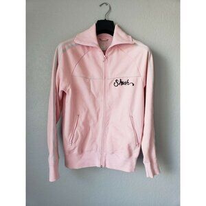 Adidas Pink Track Jacket with 3 Gray Stripes and Personalized Lettering in Black
